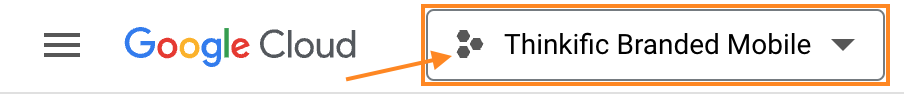 Project name selected in resource selector