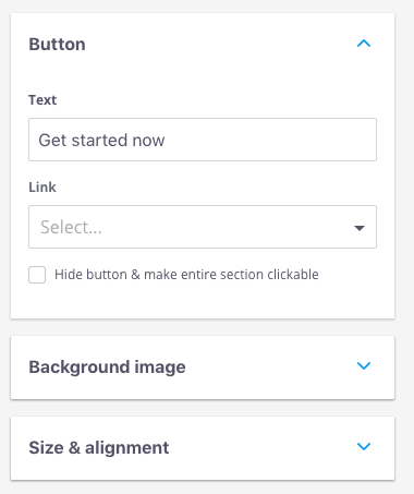 GIF showing options to link CTA button to