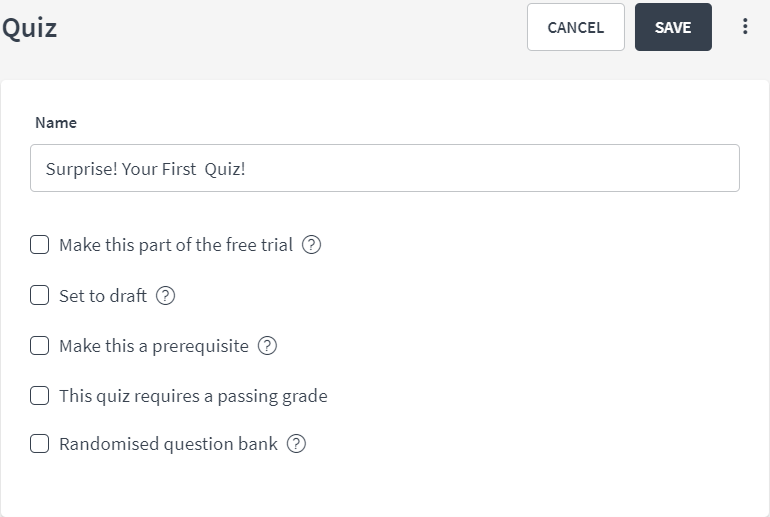 Randomized Question Bank for Quizzes Thinkific