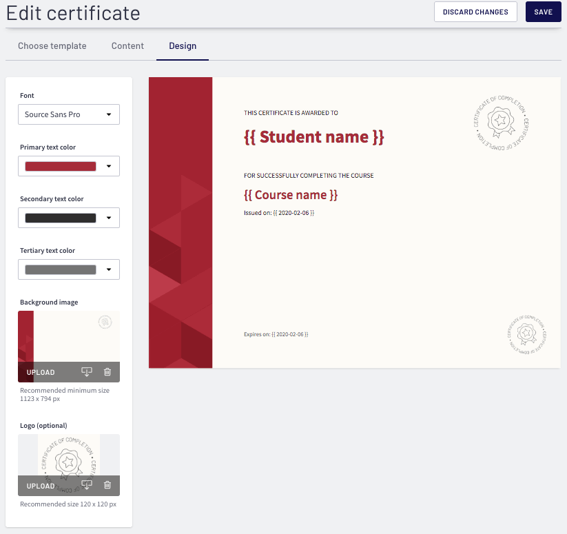 Certificate_Design_tab_dropdown_menus.gif