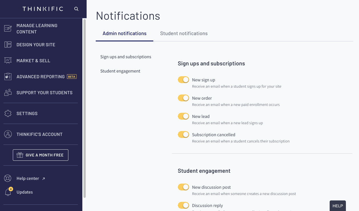 Weekly Reminder Emails Thinkific