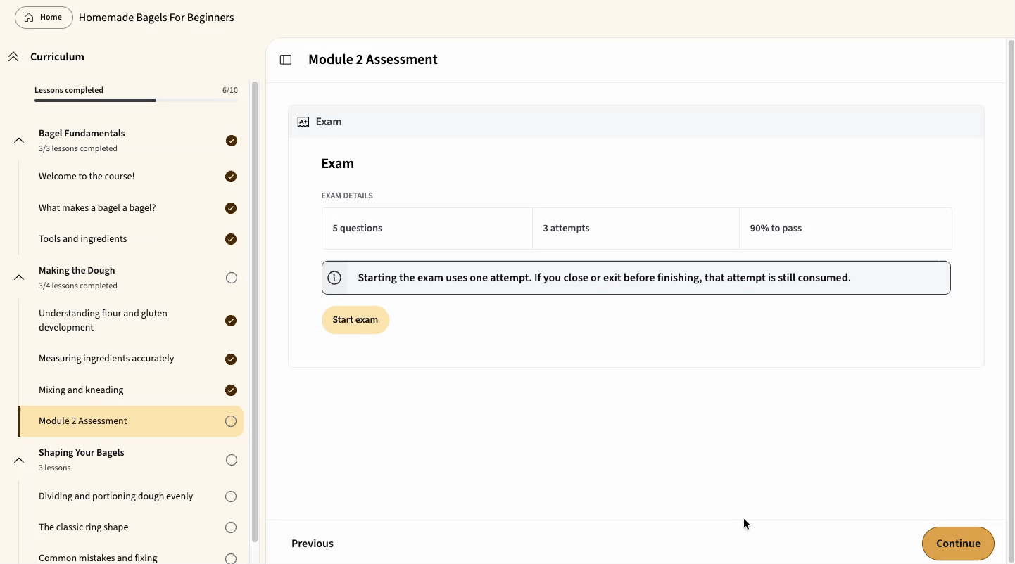 New Course Builder Exams - Start exam.gif