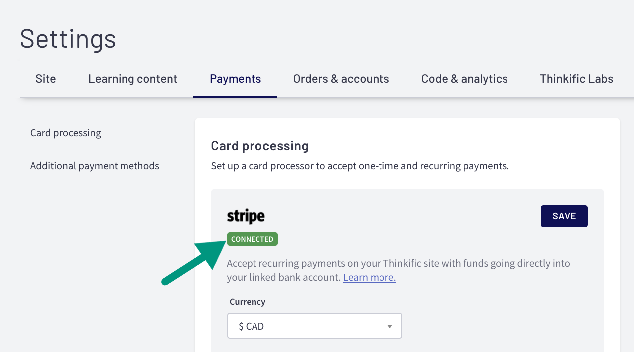 Accept Payments with Stripe Thinkific
