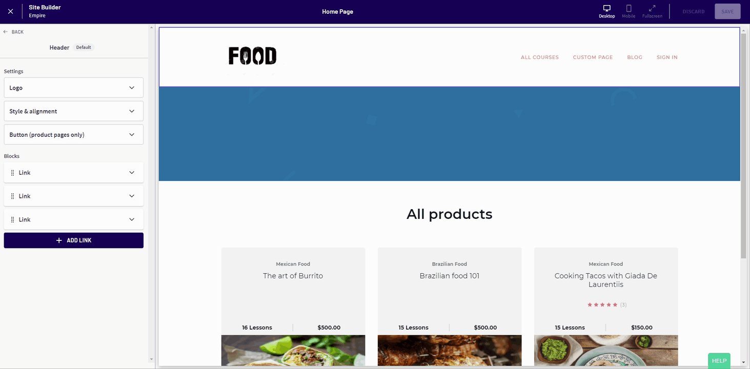 Customize Your Site Header – Thinkific